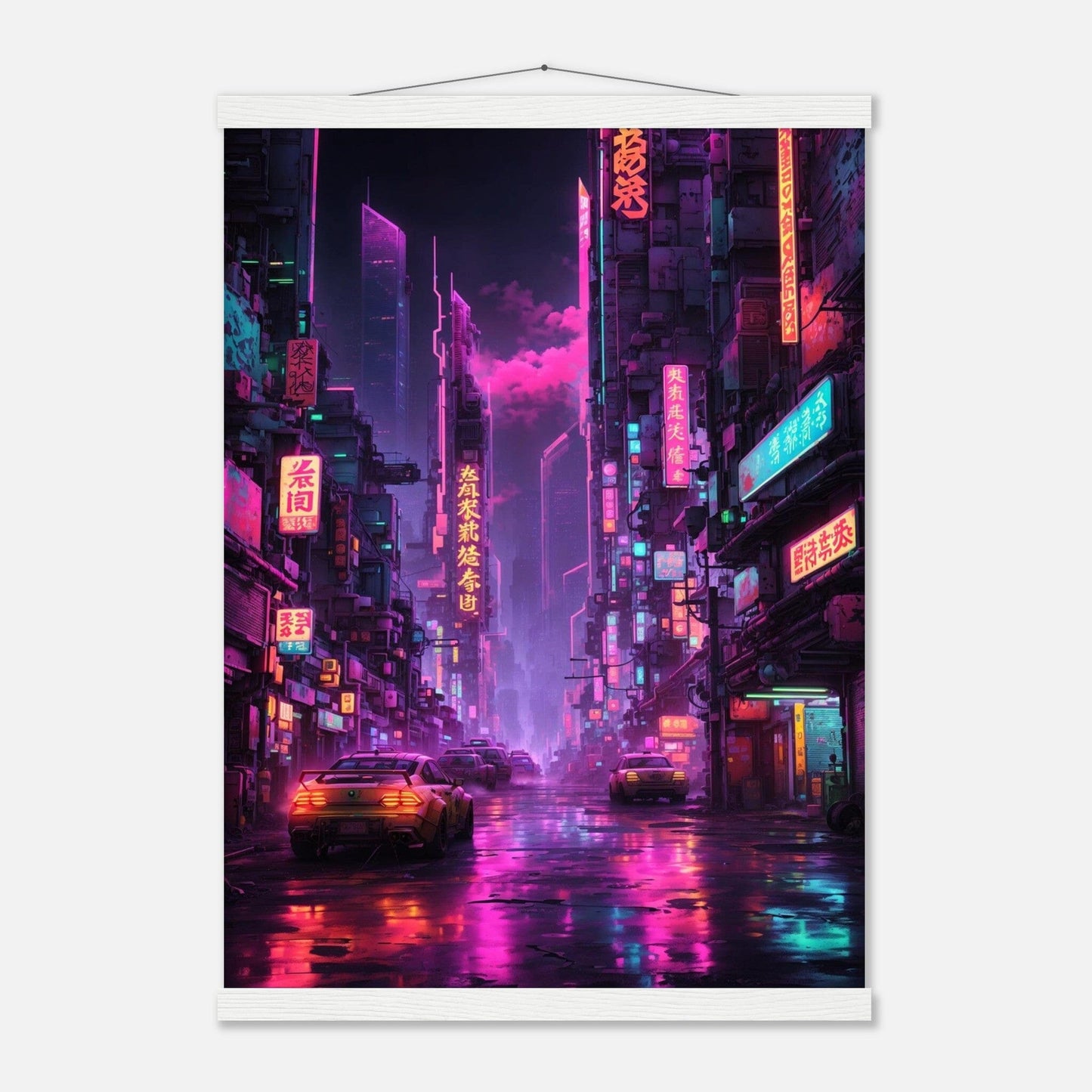 Premium Matte Paper Poster with Hanger - Minimalistische Kunstpräsentation mit Holzhänger Print Material Modern Masterpieces A2 (42 x 59.4 cm) White wall hanger 