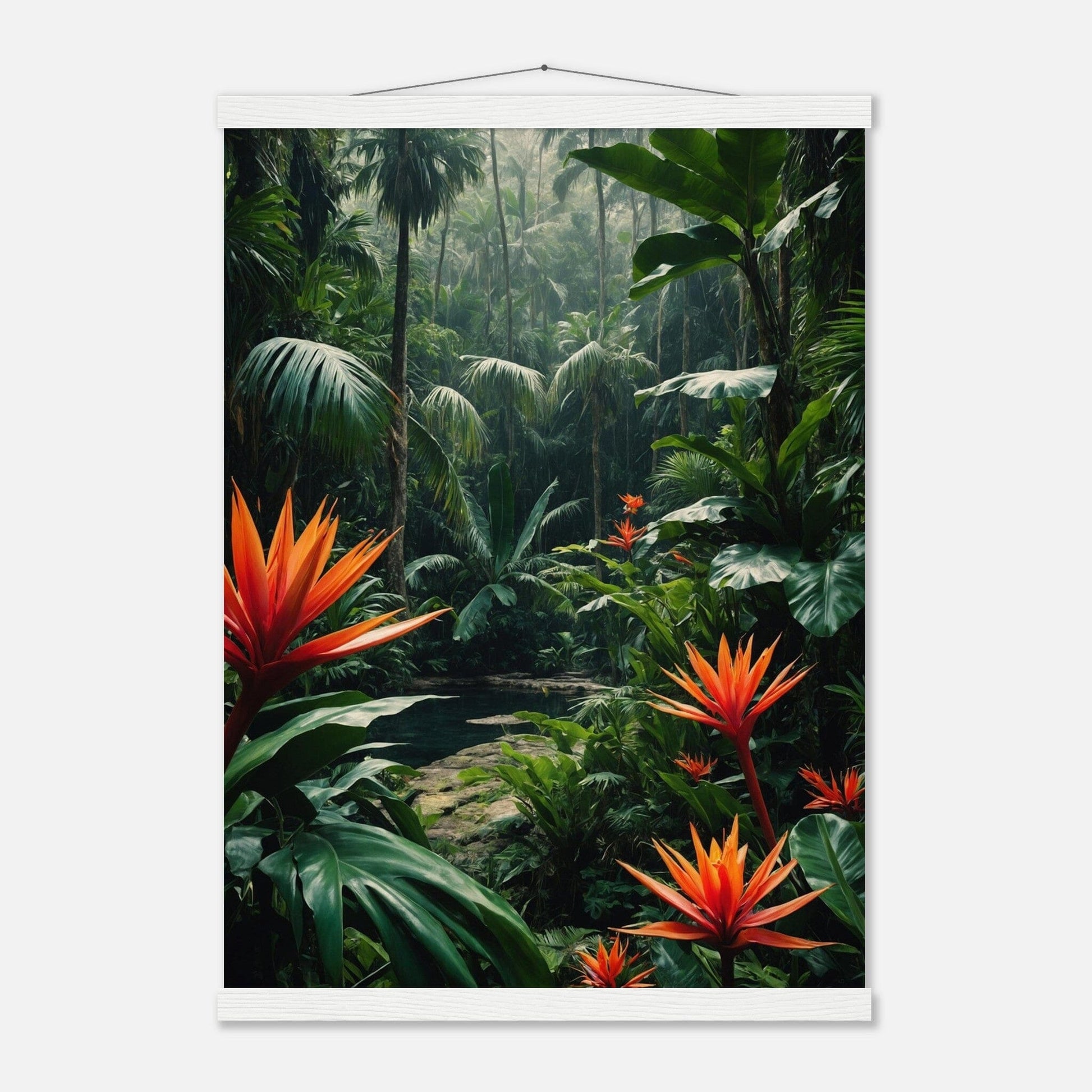 Premium Matte Paper Poster with Hanger - Minimalistische Kunstpräsentation mit Holzhänger Print Material Modern Masterpieces A2 (42 x 59.4 cm) White wall hanger 