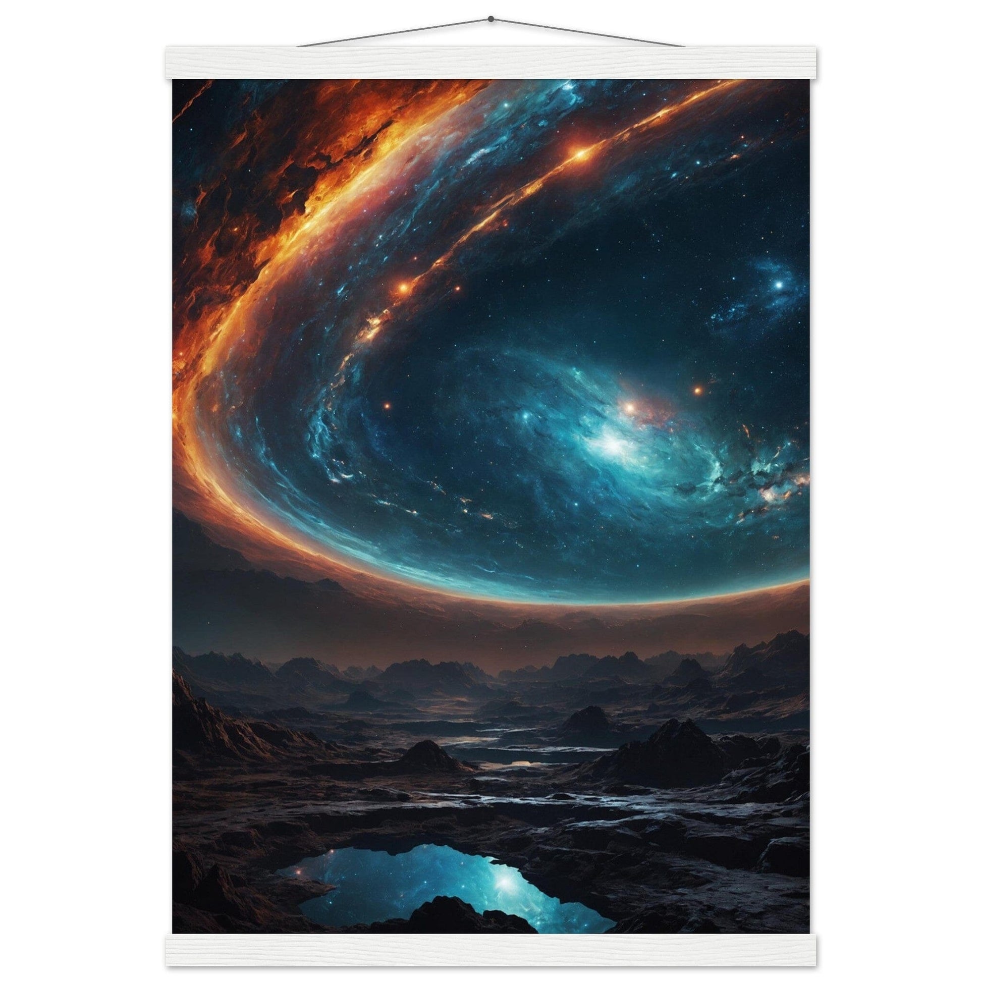 Premium Matte Paper Poster with Hanger - Minimalistische Kunstpräsentation mit Holzhänger Print Material Modern Masterpieces A2 (42 x 59.4 cm) White wall hanger 