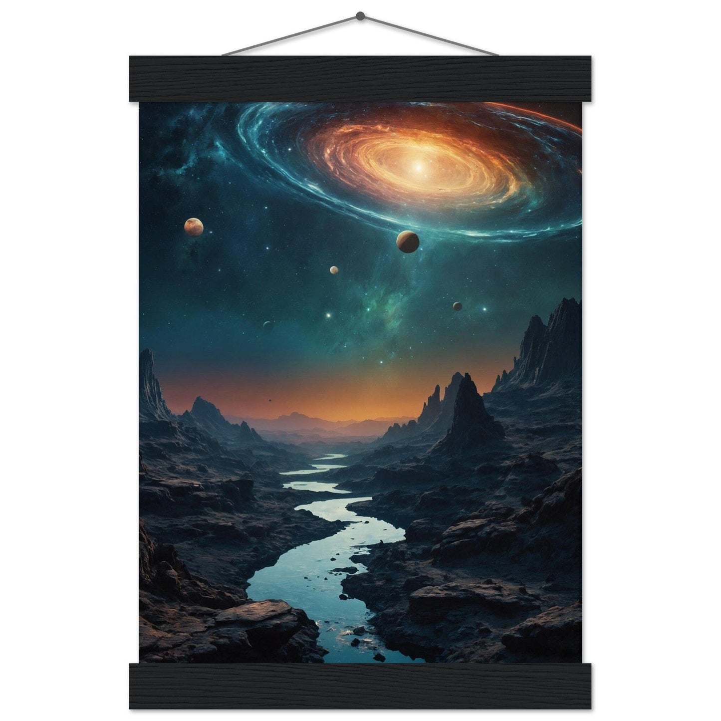 Premium Matte Paper Poster with Hanger - Minimalistische Kunstpräsentation mit Holzhänger Print Material Modern Masterpieces A4 21x29.7 cm / 8x12″ Black wall hanger 