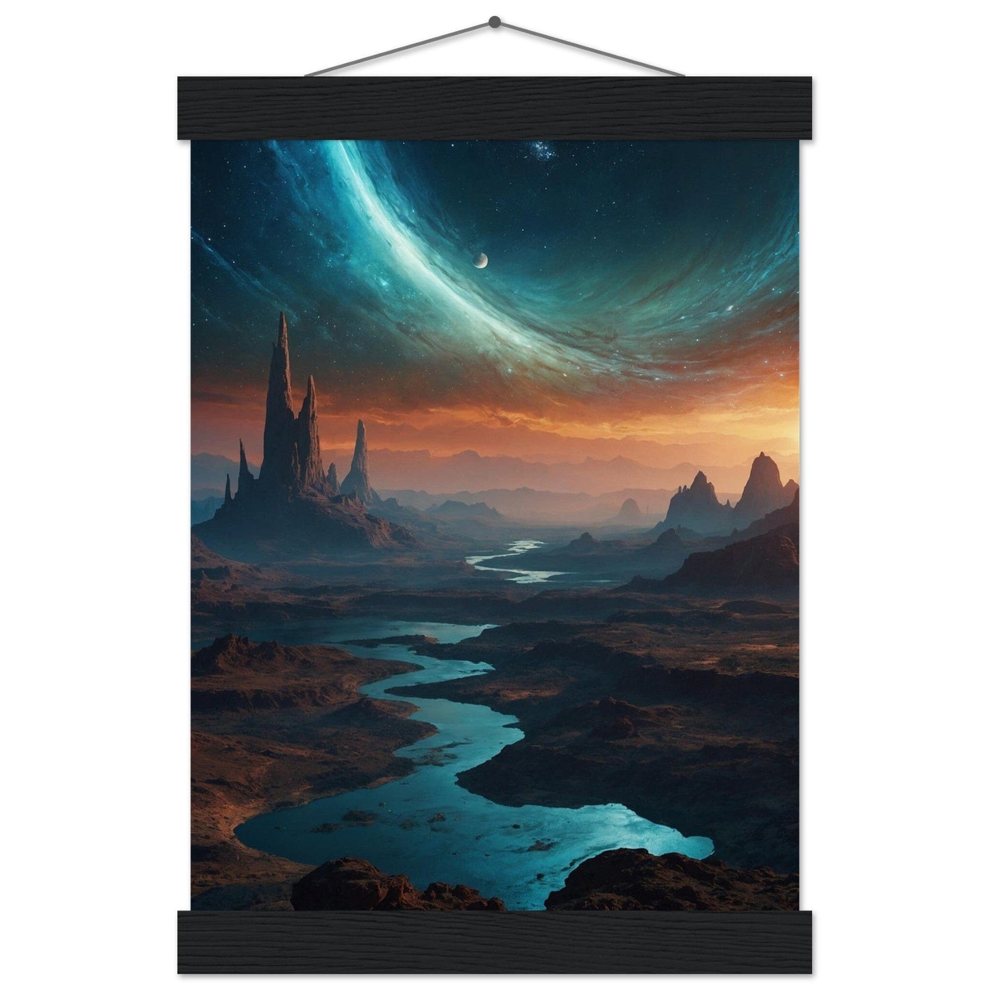 Premium Matte Paper Poster with Hanger - Minimalistische Kunstpräsentation mit Holzhänger Print Material Modern Masterpieces A4 21x29.7 cm / 8x12″ Black wall hanger 