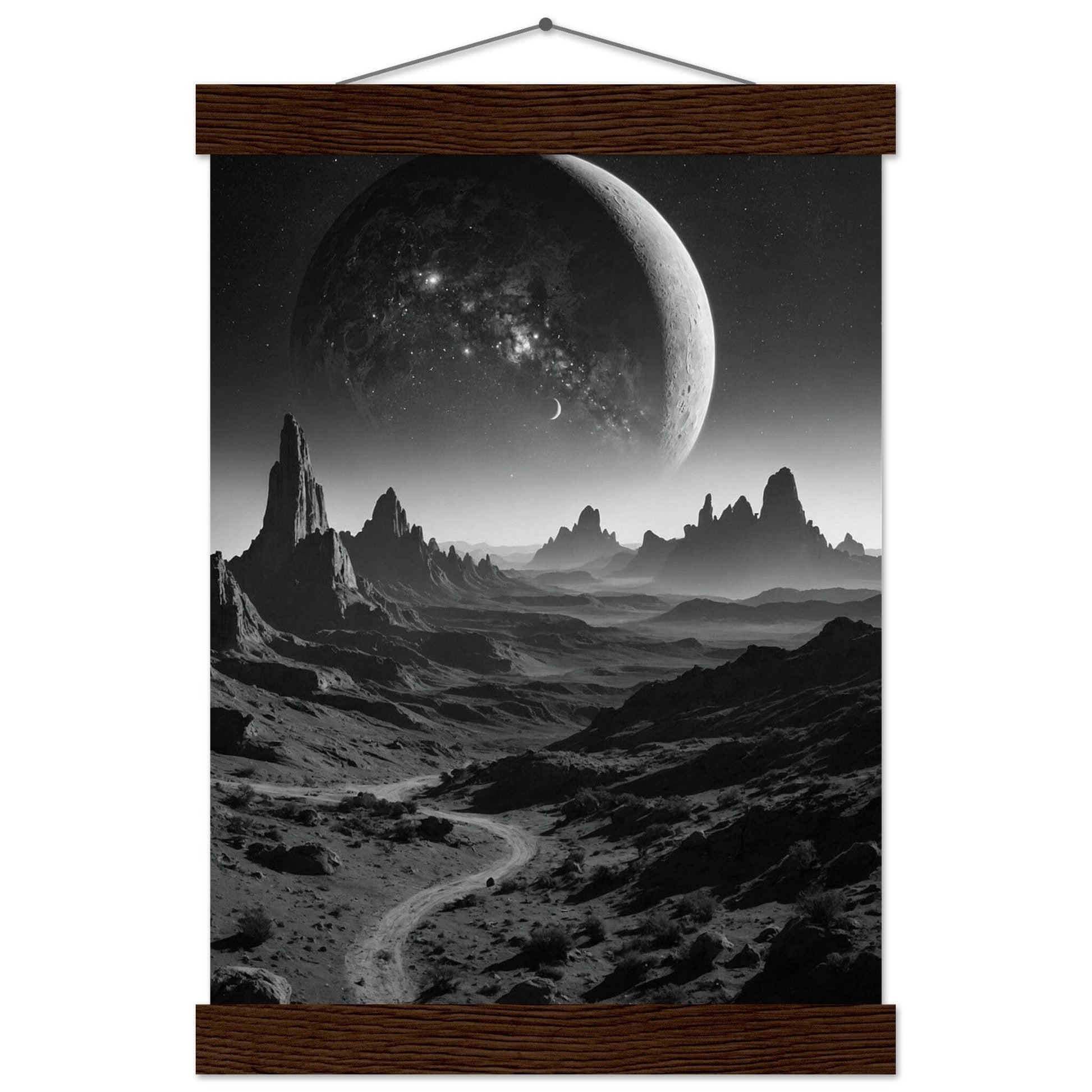 Premium Matte Paper Poster with Hanger - Minimalistische Kunstpräsentation mit Holzhänger Print Material Modern Masterpieces A4 21x29.7 cm / 8x12″ Dark wood wall hanger 