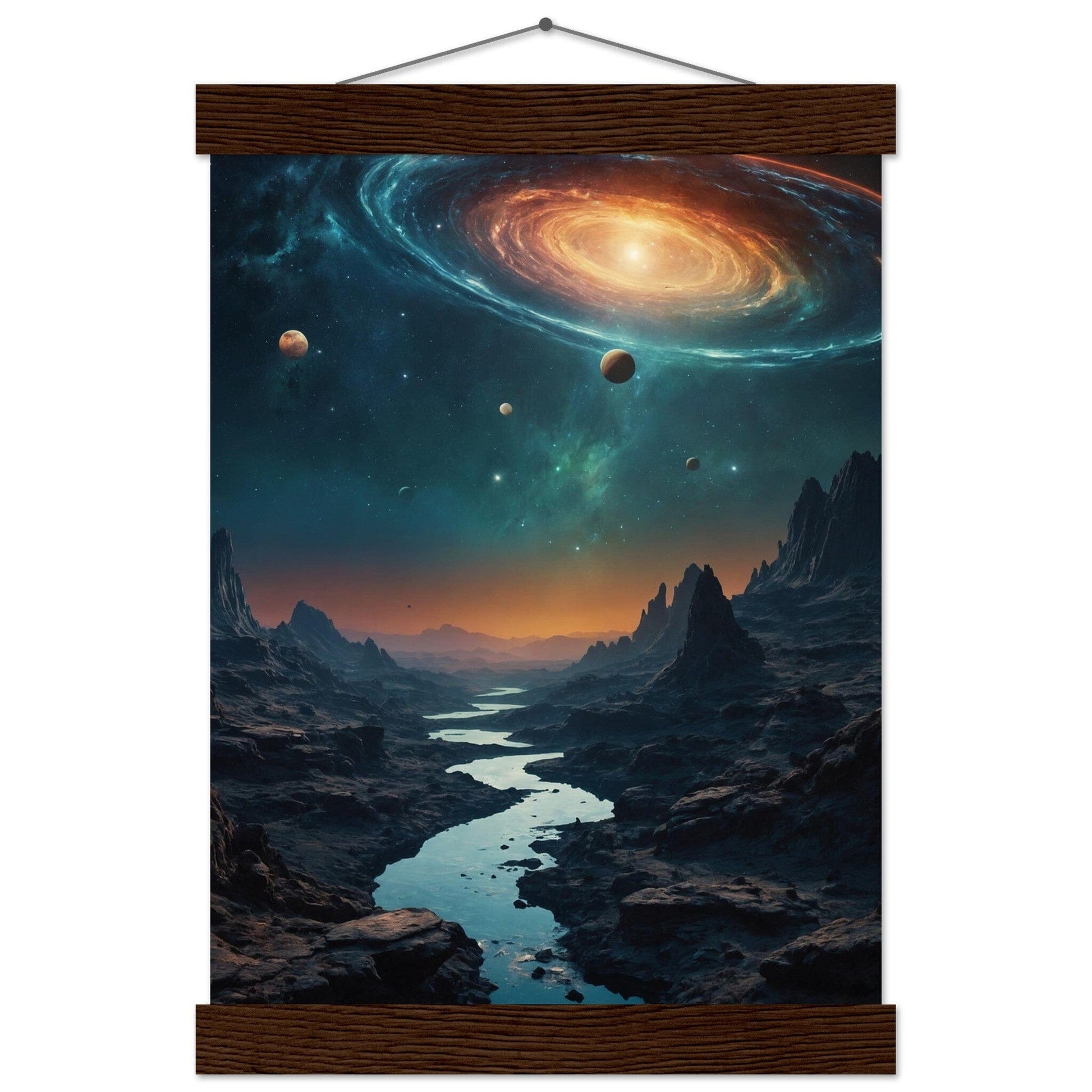 Premium Matte Paper Poster with Hanger - Minimalistische Kunstpräsentation mit Holzhänger Print Material Modern Masterpieces A4 21x29.7 cm / 8x12″ Dark wood wall hanger 