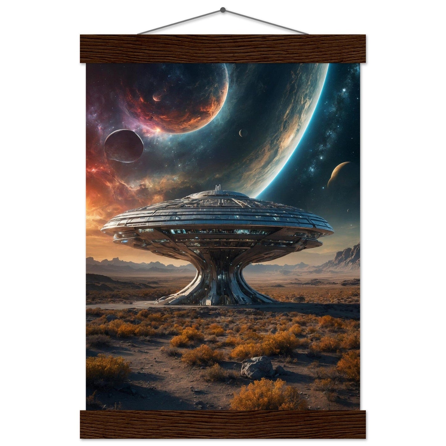 Premium Matte Paper Poster with Hanger - Minimalistische Kunstpräsentation mit Holzhänger Print Material Modern Masterpieces A4 21x29.7 cm / 8x12″ Dark wood wall hanger 