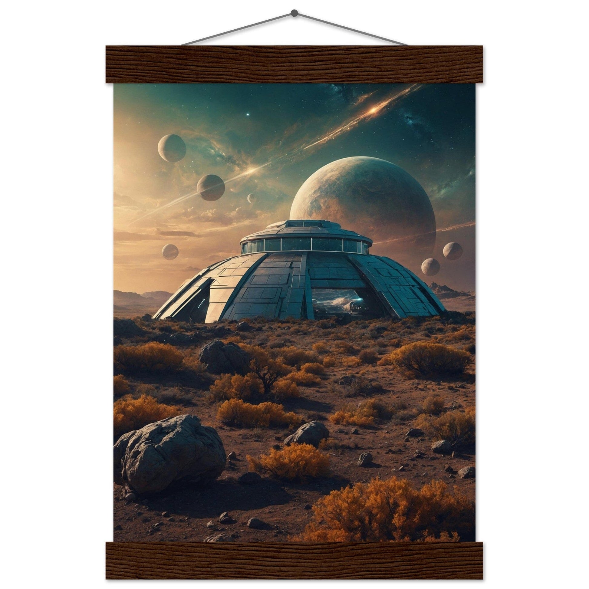 Premium Matte Paper Poster with Hanger - Minimalistische Kunstpräsentation mit Holzhänger Print Material Modern Masterpieces A4 21x29.7 cm / 8x12″ Dark wood wall hanger 