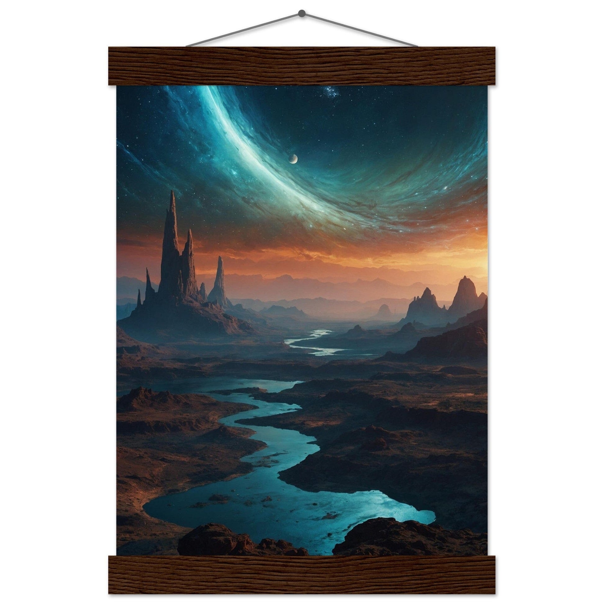 Premium Matte Paper Poster with Hanger - Minimalistische Kunstpräsentation mit Holzhänger Print Material Modern Masterpieces A4 21x29.7 cm / 8x12″ Dark wood wall hanger 