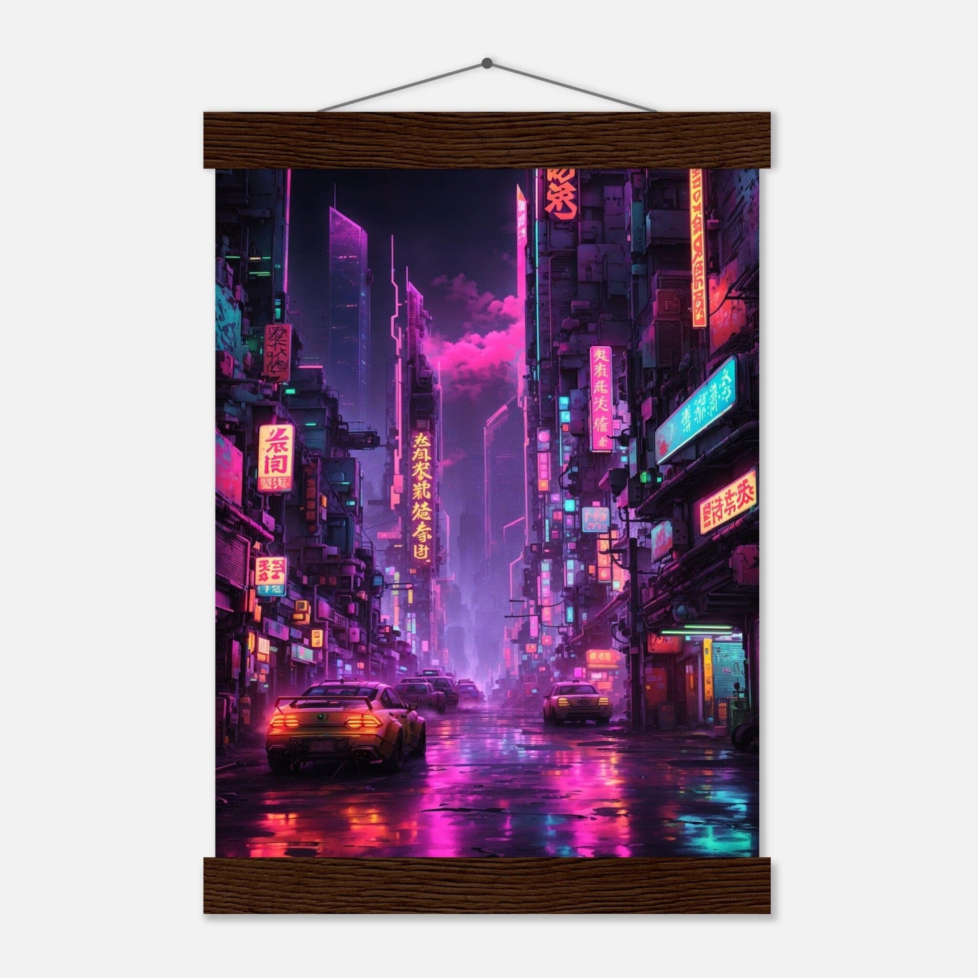 Premium Matte Paper Poster with Hanger - Minimalistische Kunstpräsentation mit Holzhänger Print Material Modern Masterpieces A4 21x29.7 cm / 8x12″ Dark wood wall hanger 