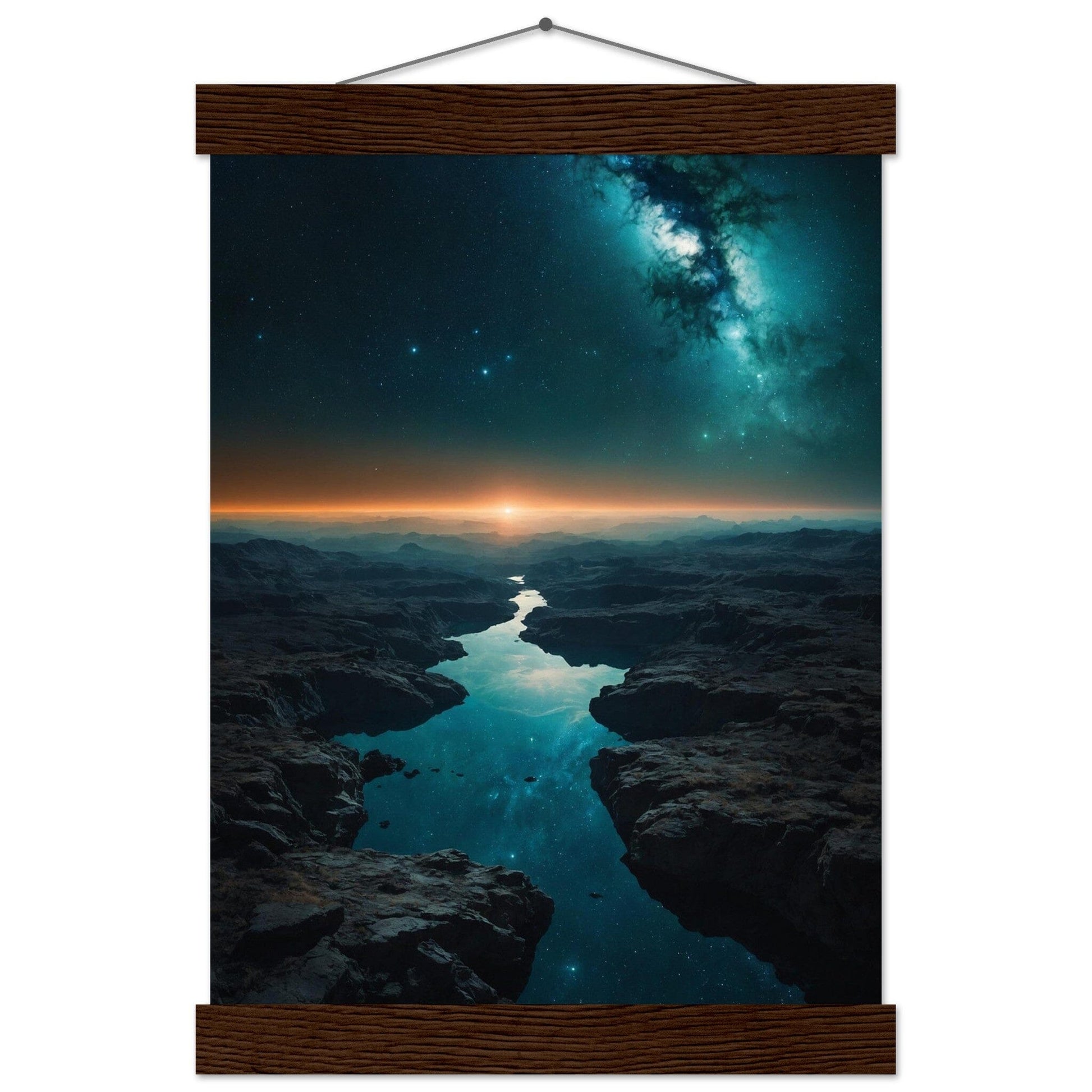 Premium Matte Paper Poster with Hanger - Minimalistische Kunstpräsentation mit Holzhänger Print Material Modern Masterpieces A4 21x29.7 cm / 8x12″ Dark wood wall hanger 