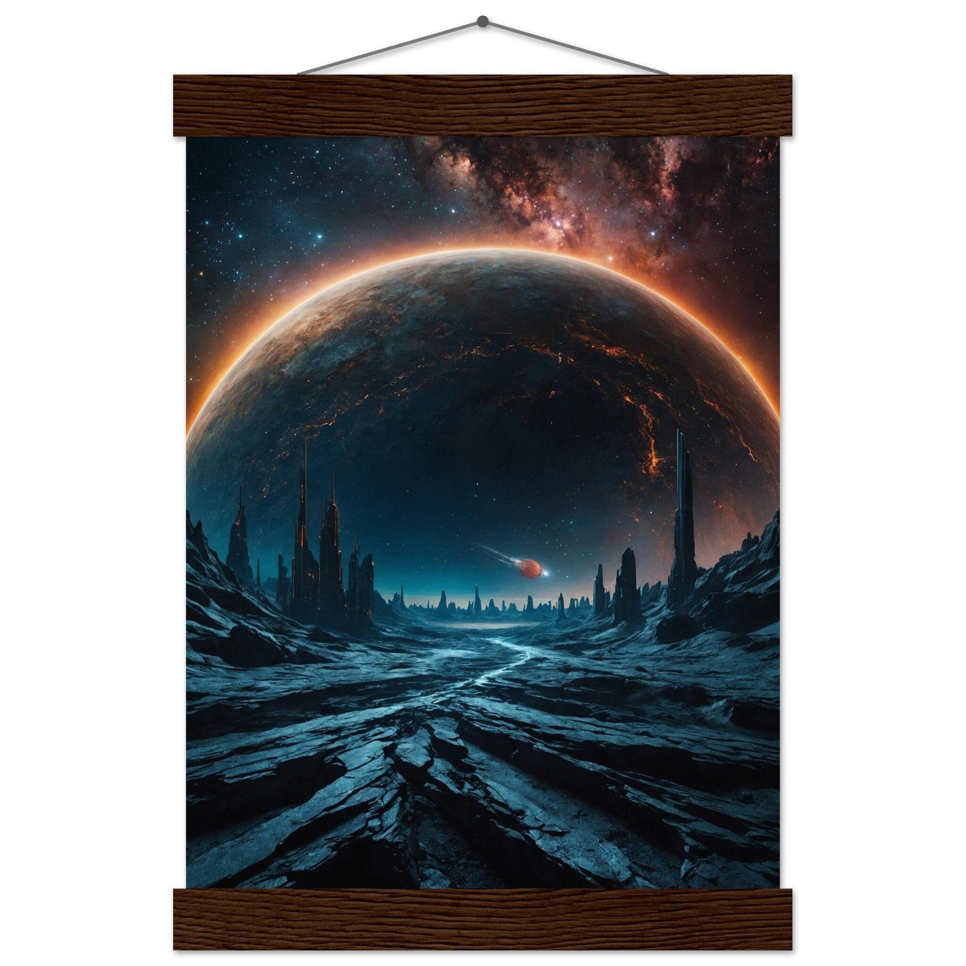 Premium Matte Paper Poster with Hanger - Minimalistische Kunstpräsentation mit Holzhänger Print Material Modern Masterpieces A4 21x29.7 cm / 8x12″ Dark wood wall hanger 