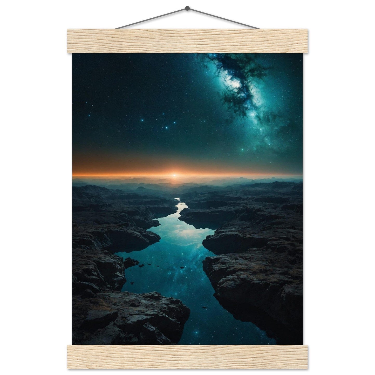 Premium Matte Paper Poster with Hanger - Minimalistische Kunstpräsentation mit Holzhänger Print Material Modern Masterpieces A4 21x29.7 cm / 8x12″ Natural wood wall hanger 