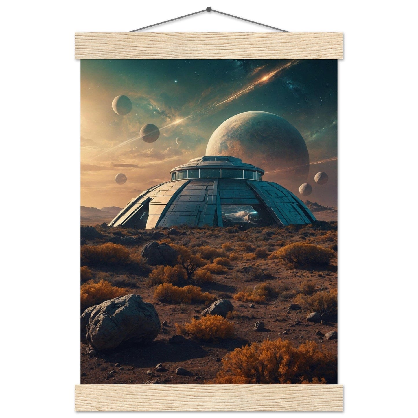 Premium Matte Paper Poster with Hanger - Minimalistische Kunstpräsentation mit Holzhänger Print Material Modern Masterpieces A4 21x29.7 cm / 8x12″ Natural wood wall hanger 