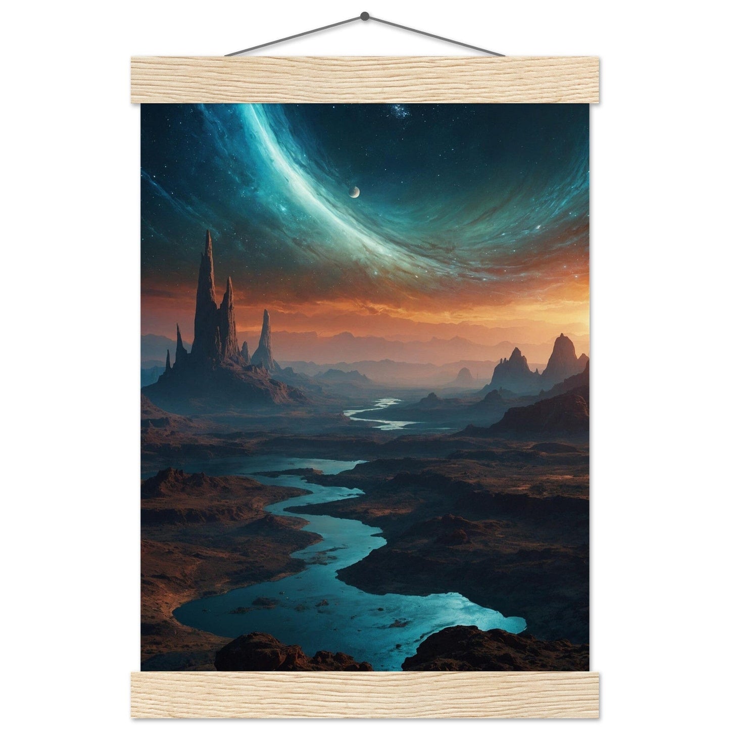 Premium Matte Paper Poster with Hanger - Minimalistische Kunstpräsentation mit Holzhänger Print Material Modern Masterpieces A4 21x29.7 cm / 8x12″ Natural wood wall hanger 