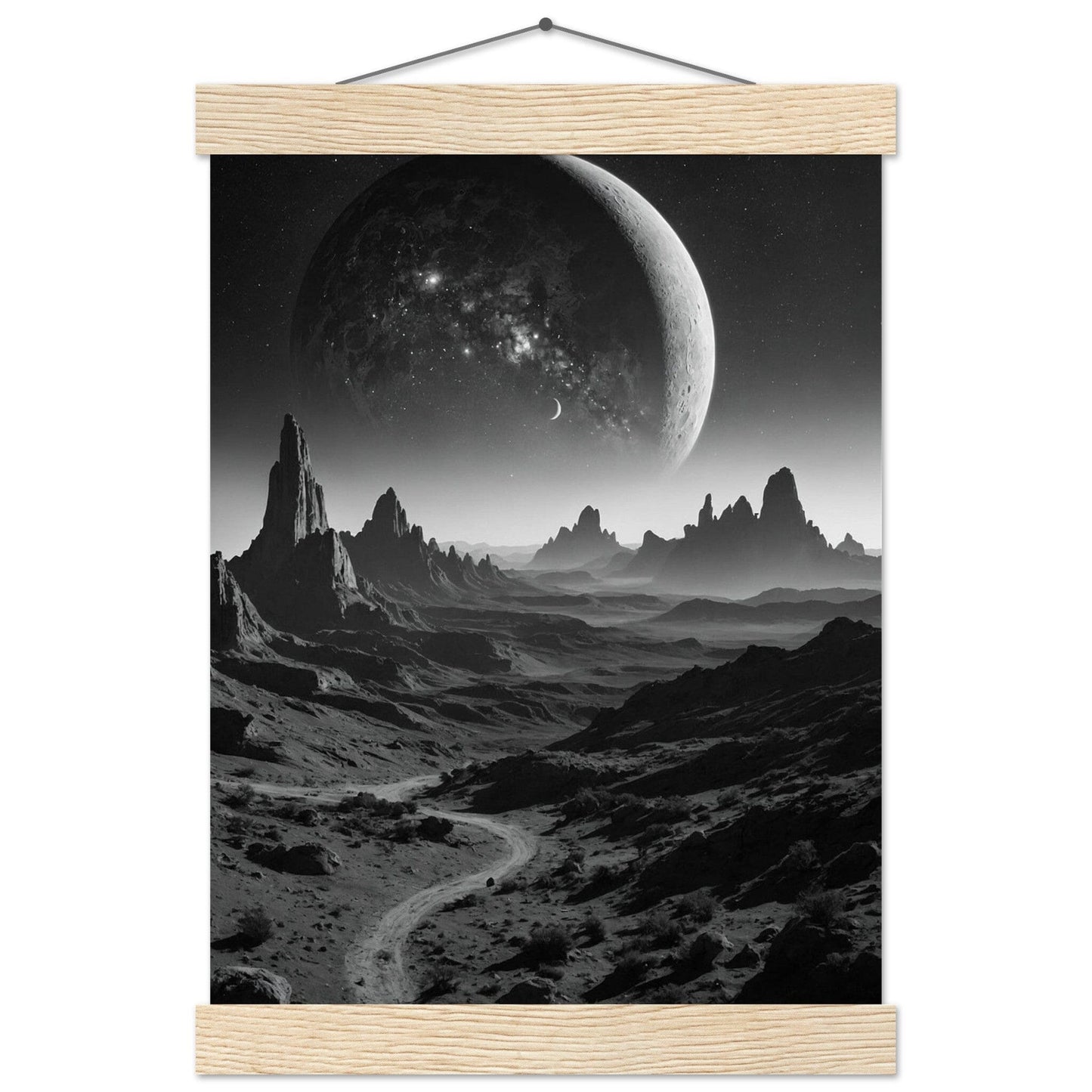 Premium Matte Paper Poster with Hanger - Minimalistische Kunstpräsentation mit Holzhänger Print Material Modern Masterpieces A4 21x29.7 cm / 8x12″ Natural wood wall hanger 