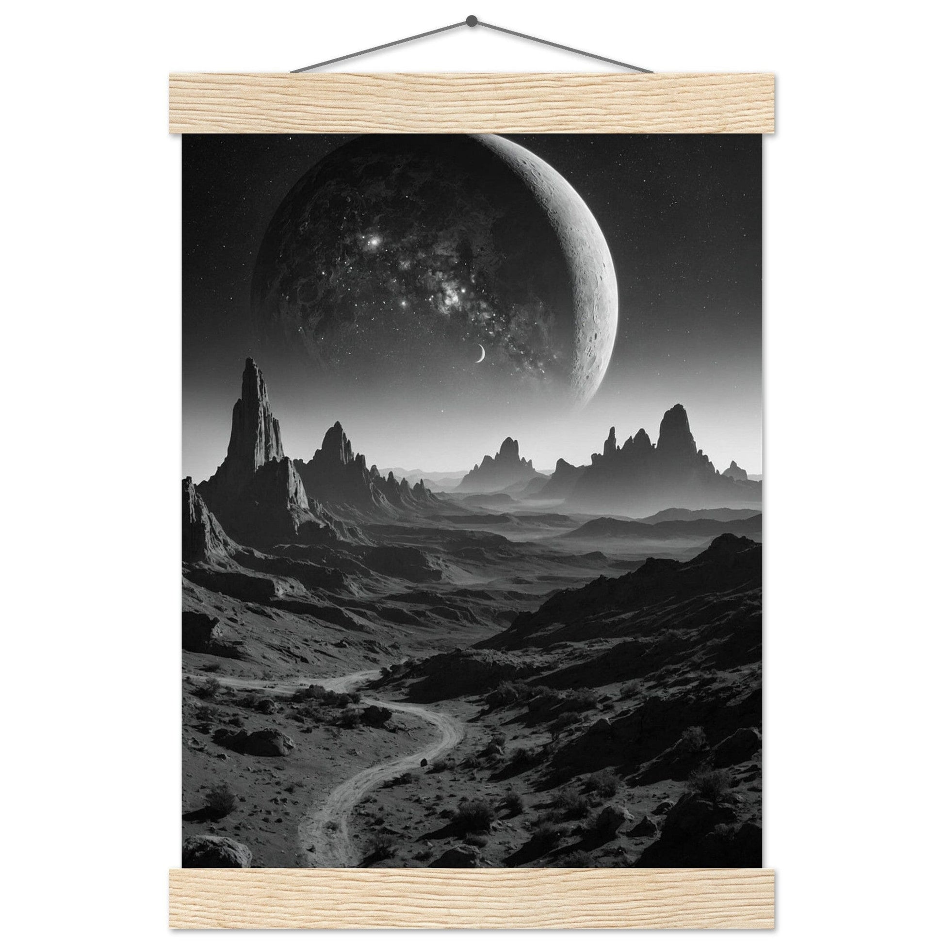 Premium Matte Paper Poster with Hanger - Minimalistische Kunstpräsentation mit Holzhänger Print Material Modern Masterpieces A4 21x29.7 cm / 8x12″ Natural wood wall hanger 