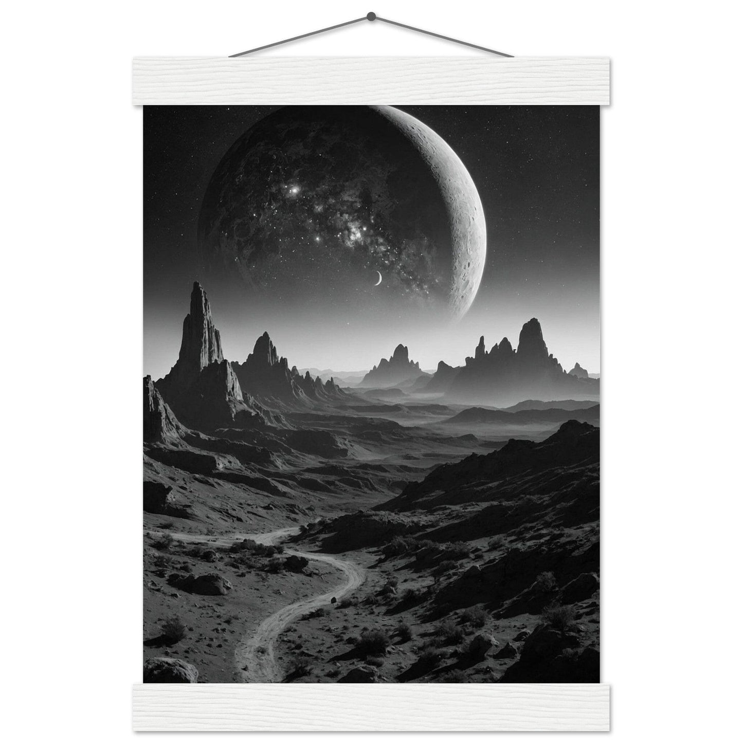 Premium Matte Paper Poster with Hanger - Minimalistische Kunstpräsentation mit Holzhänger Print Material Modern Masterpieces A4 21x29.7 cm / 8x12″ White wall hanger 