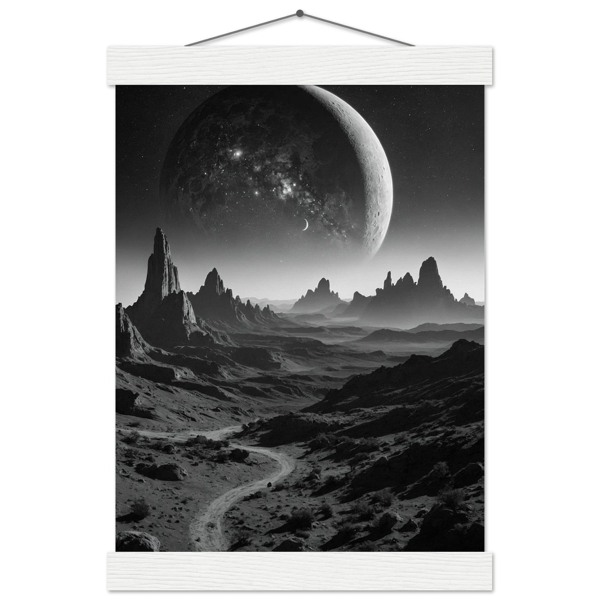 Premium Matte Paper Poster with Hanger - Minimalistische Kunstpräsentation mit Holzhänger Print Material Modern Masterpieces A4 21x29.7 cm / 8x12″ White wall hanger 