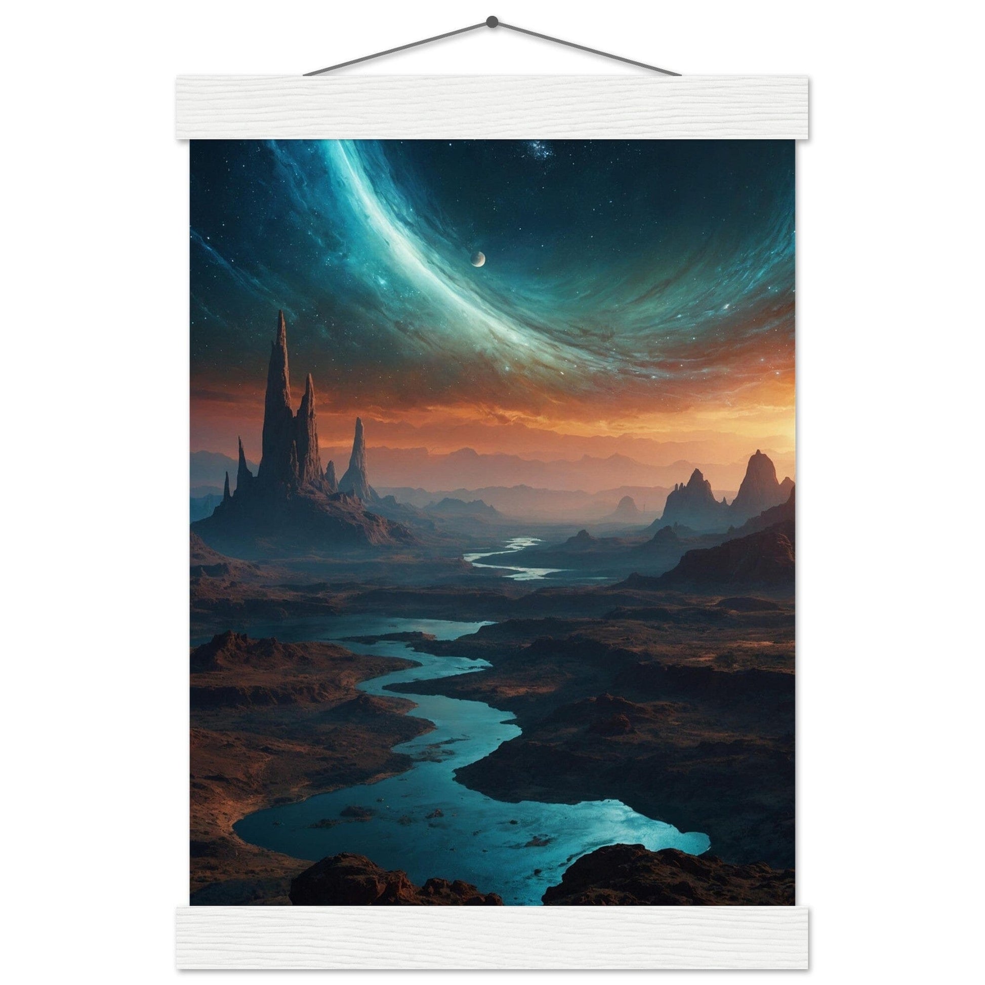 Premium Matte Paper Poster with Hanger - Minimalistische Kunstpräsentation mit Holzhänger Print Material Modern Masterpieces A4 21x29.7 cm / 8x12″ White wall hanger 