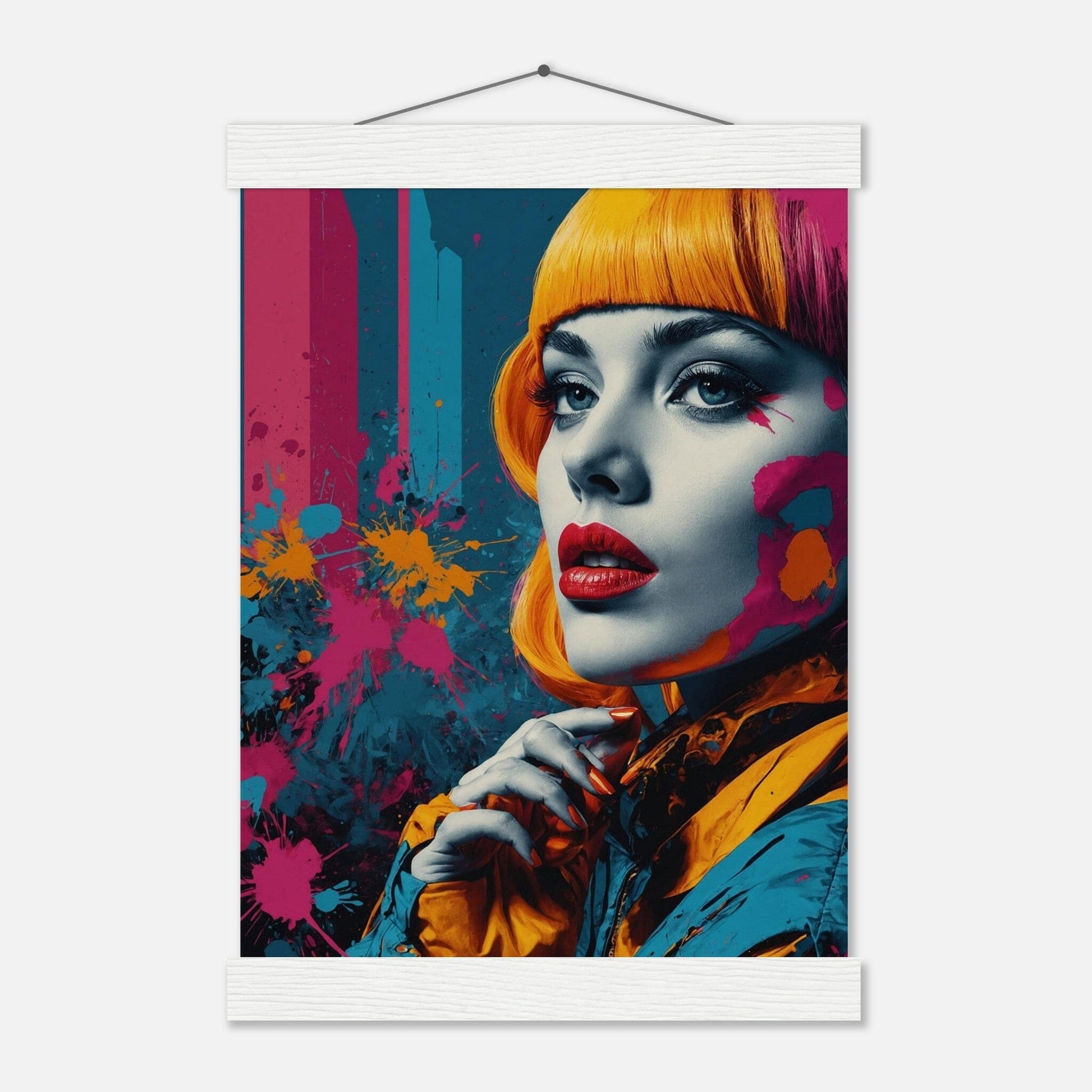 Premium Matte Paper Poster with Hanger - Minimalistische Kunstpräsentation mit Holzhänger Print Material Modern Masterpieces A4 21x29.7 cm / 8x12″ White wall hanger 