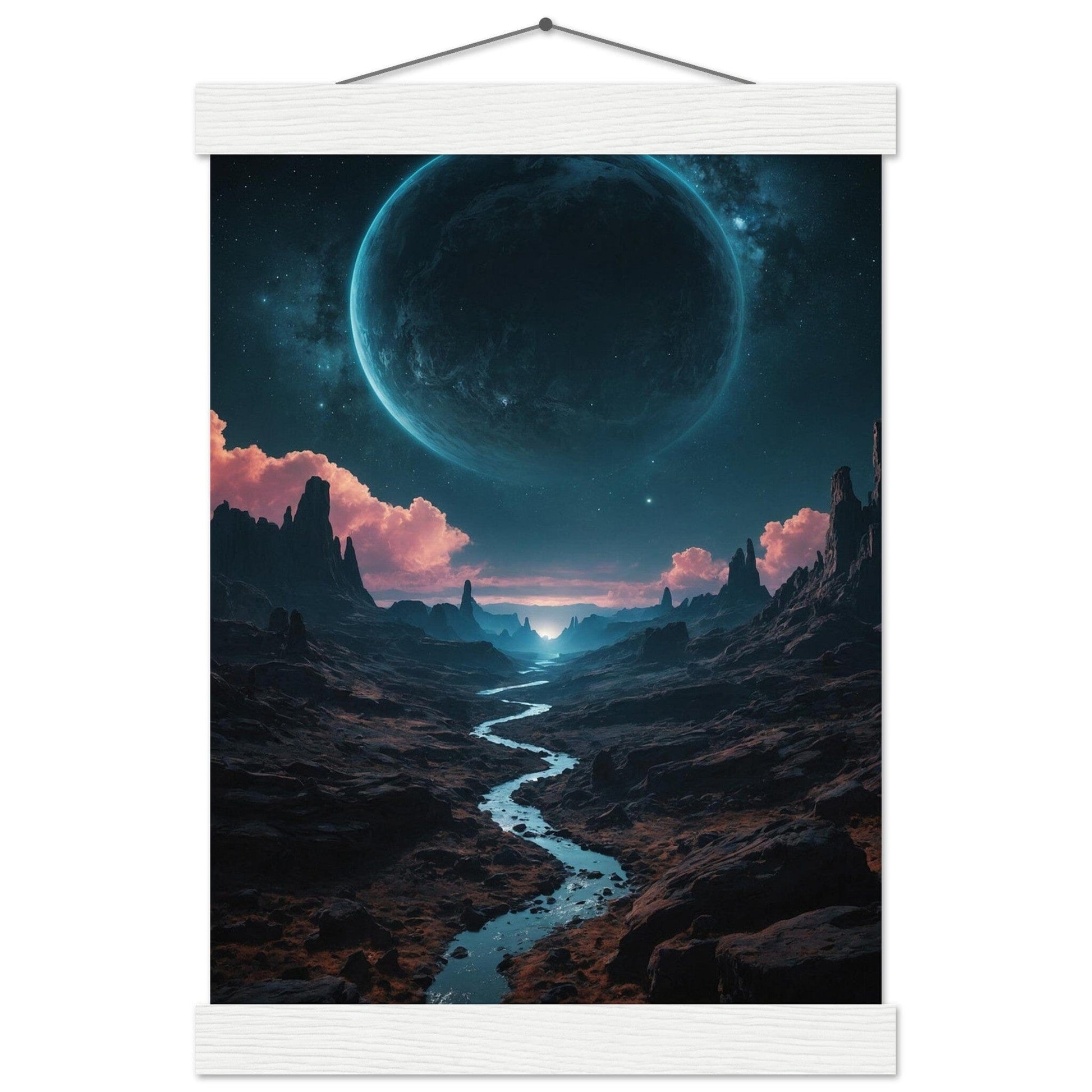 Premium Matte Paper Poster with Hanger - Minimalistische Kunstpräsentation mit Holzhänger Print Material Modern Masterpieces A4 21x29.7 cm / 8x12″ White wall hanger 