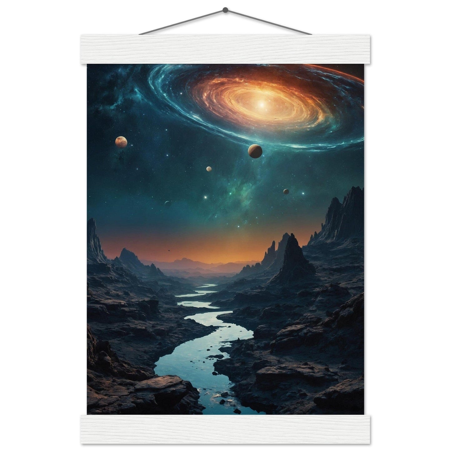 Premium Matte Paper Poster with Hanger - Minimalistische Kunstpräsentation mit Holzhänger Print Material Modern Masterpieces A4 21x29.7 cm / 8x12″ White wall hanger 