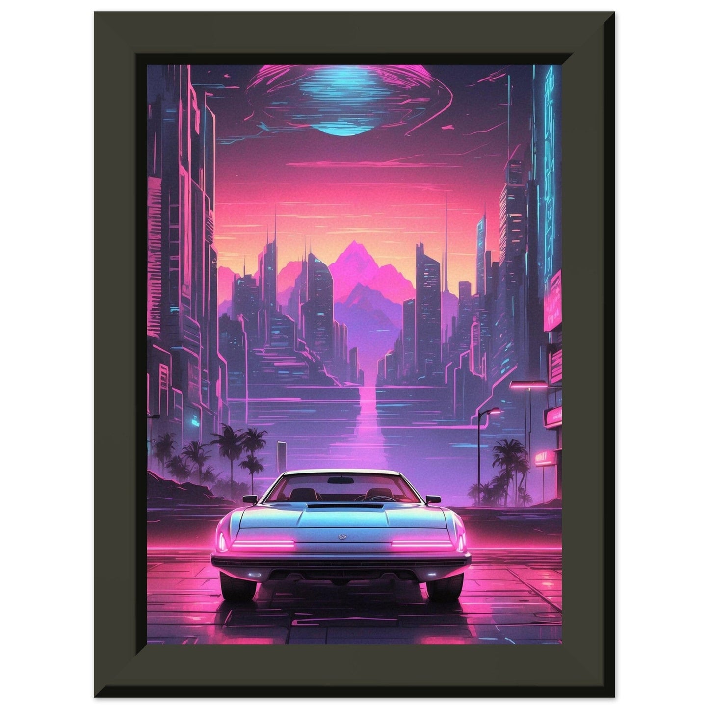 Synthwave Serenade: Glowing Grooves Print Material Modern Masterpieces 13x18 cm / 5x7″ 