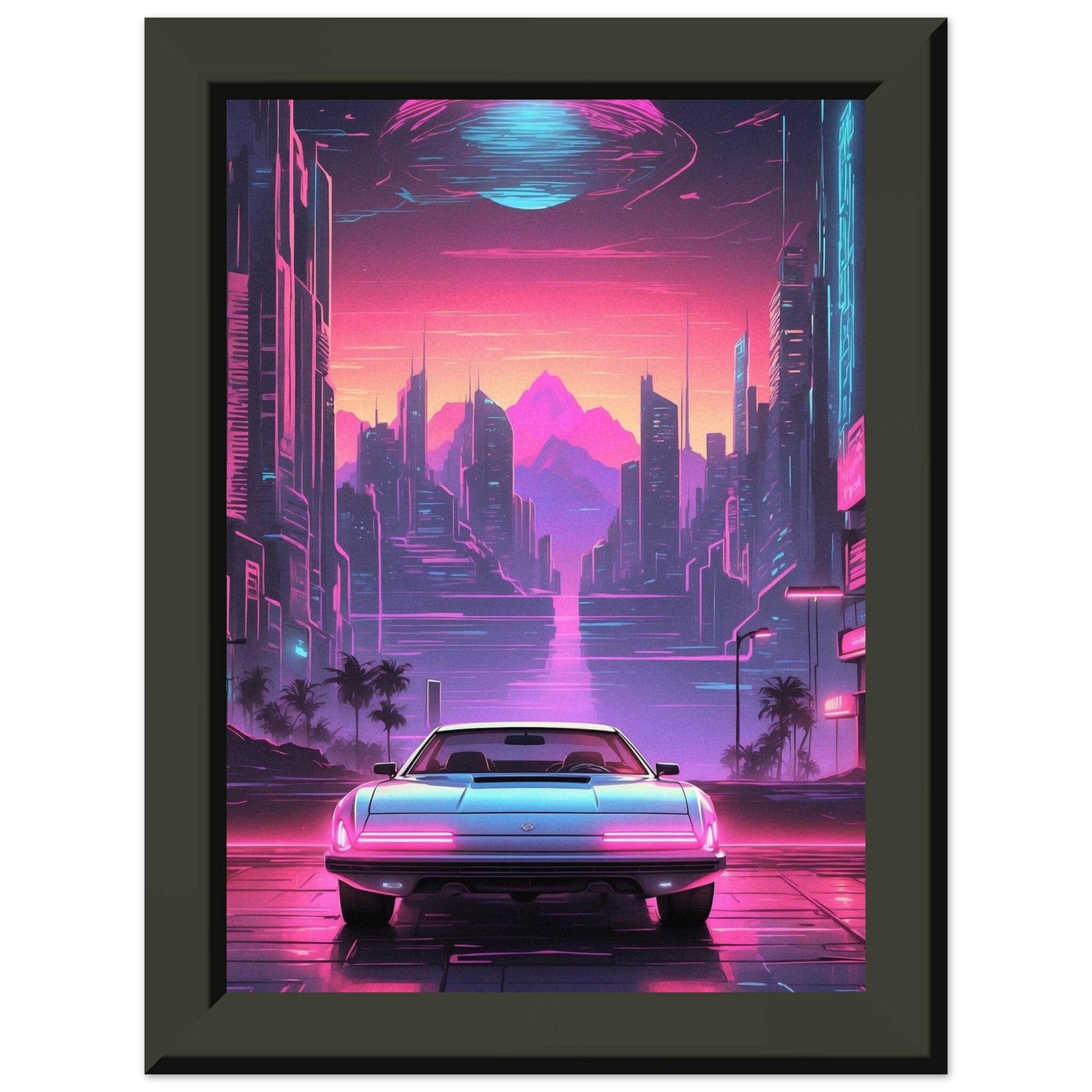 Synthwave Serenade: Glowing Grooves Print Material Modern Masterpieces 13x18 cm / 5x7″ 
