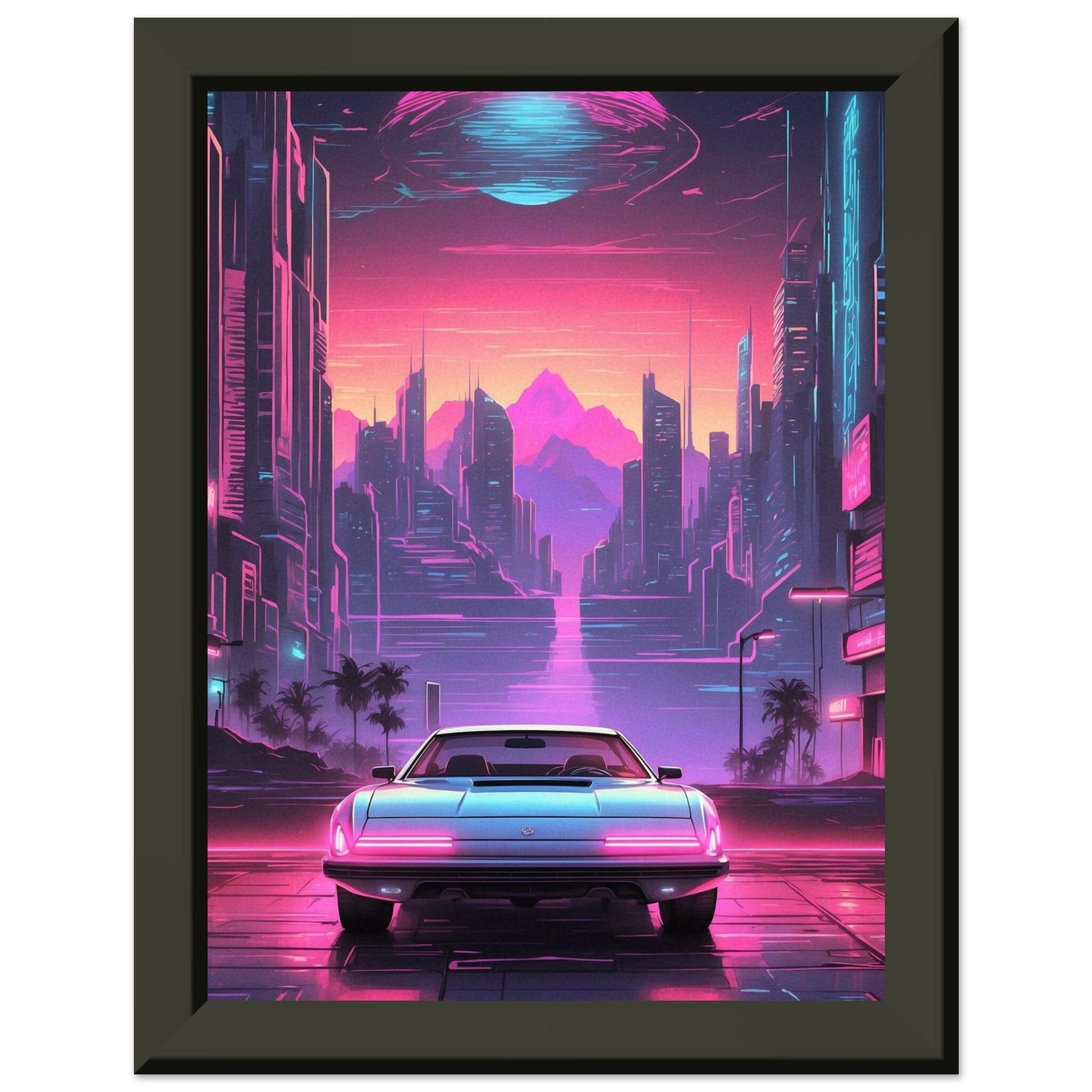 Synthwave Serenade: Glowing Grooves Print Material Modern Masterpieces 15x20 cm / 6x8″ 