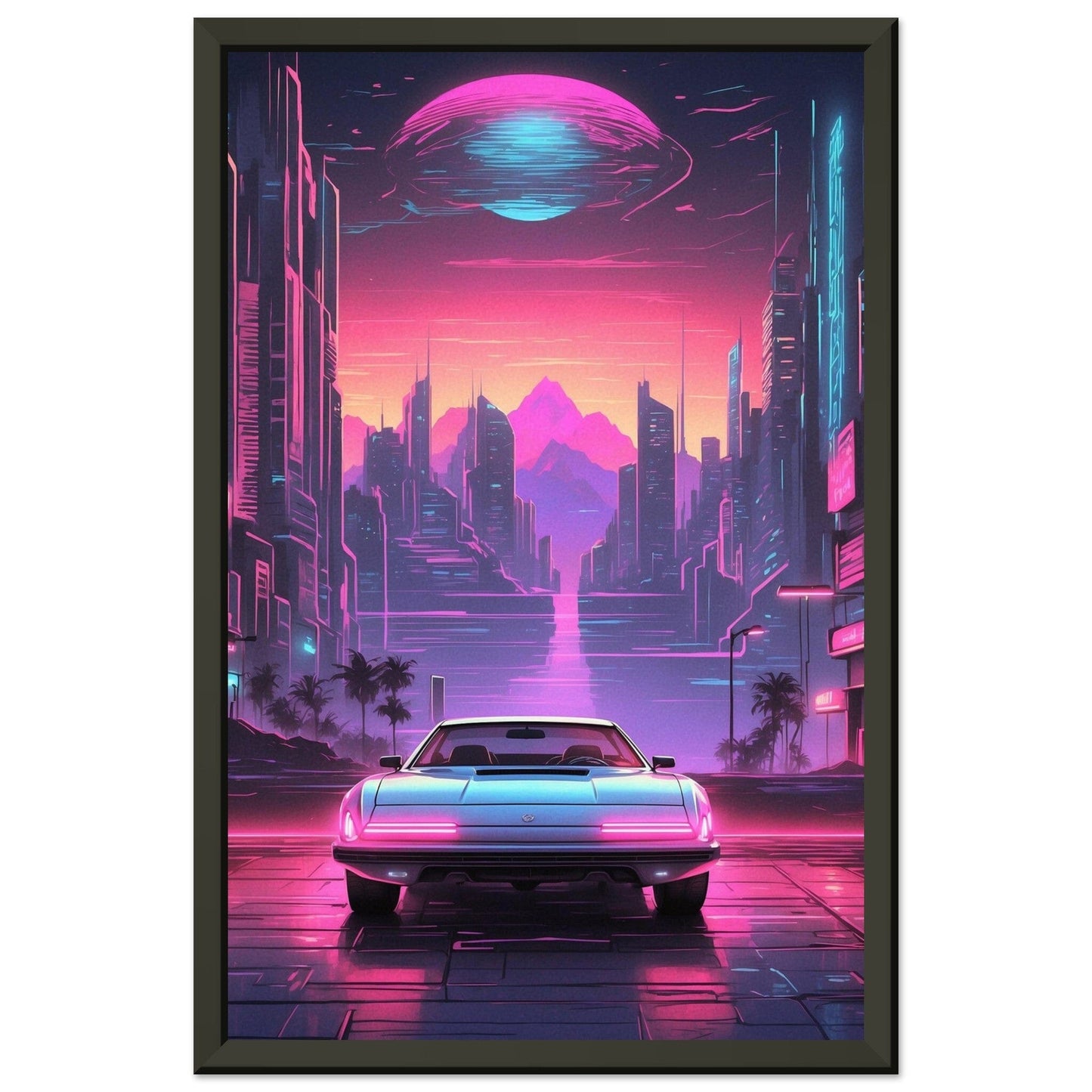 Synthwave Serenade: Glowing Grooves Print Material Modern Masterpieces 28x43 cm / XL (11x17″) 