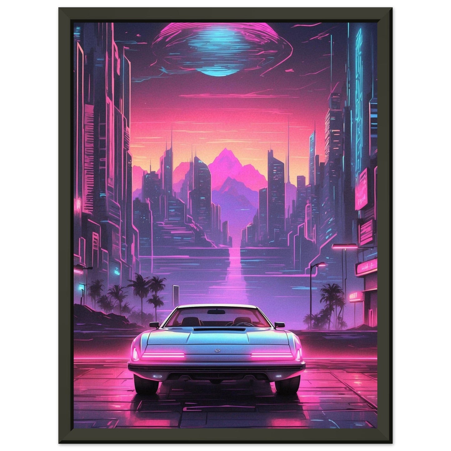 Synthwave Serenade: Glowing Grooves Print Material Modern Masterpieces 30x40 cm / 12x16″ 