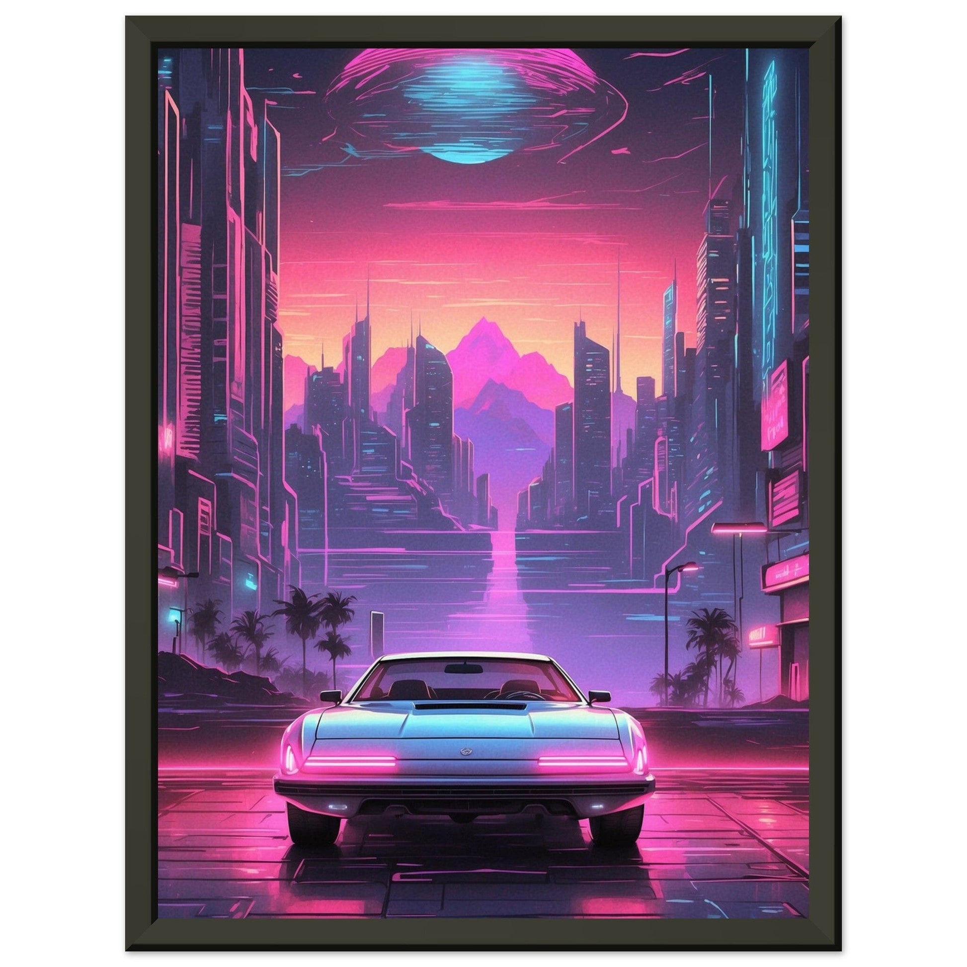 Synthwave Serenade: Glowing Grooves Print Material Modern Masterpieces 30x40 cm / 12x16″ 