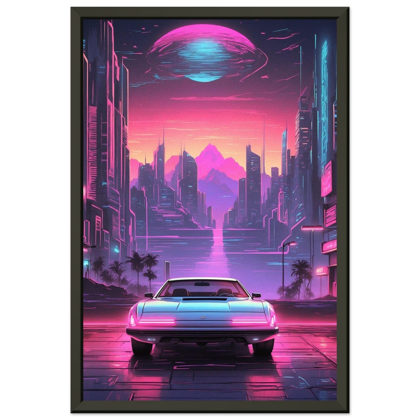 Synthwave Serenade: Glowing Grooves Print Material Modern Masterpieces 30x45 cm / 12x18″ 