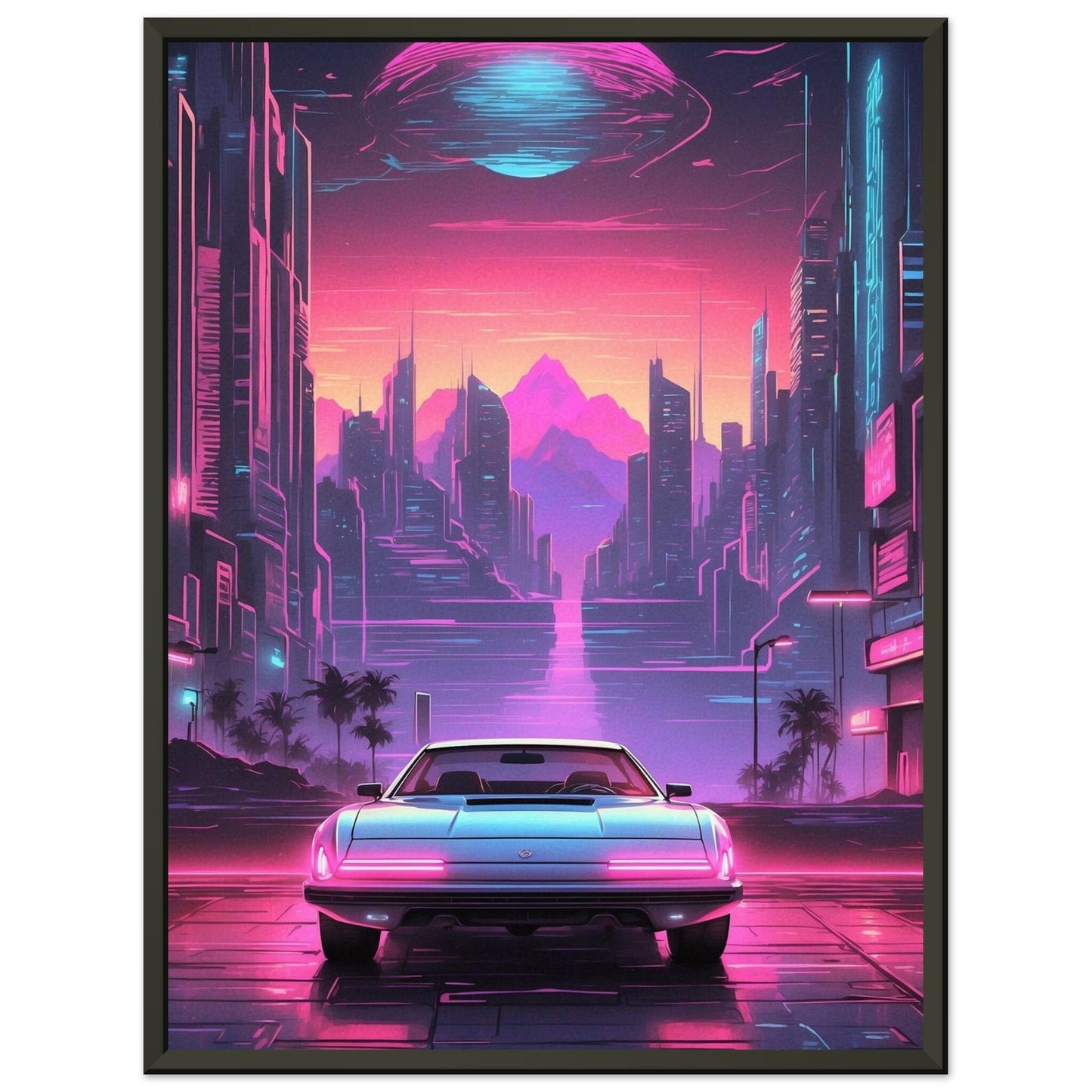 Synthwave Serenade: Glowing Grooves Print Material Modern Masterpieces 45x60 cm / 18x24″ 
