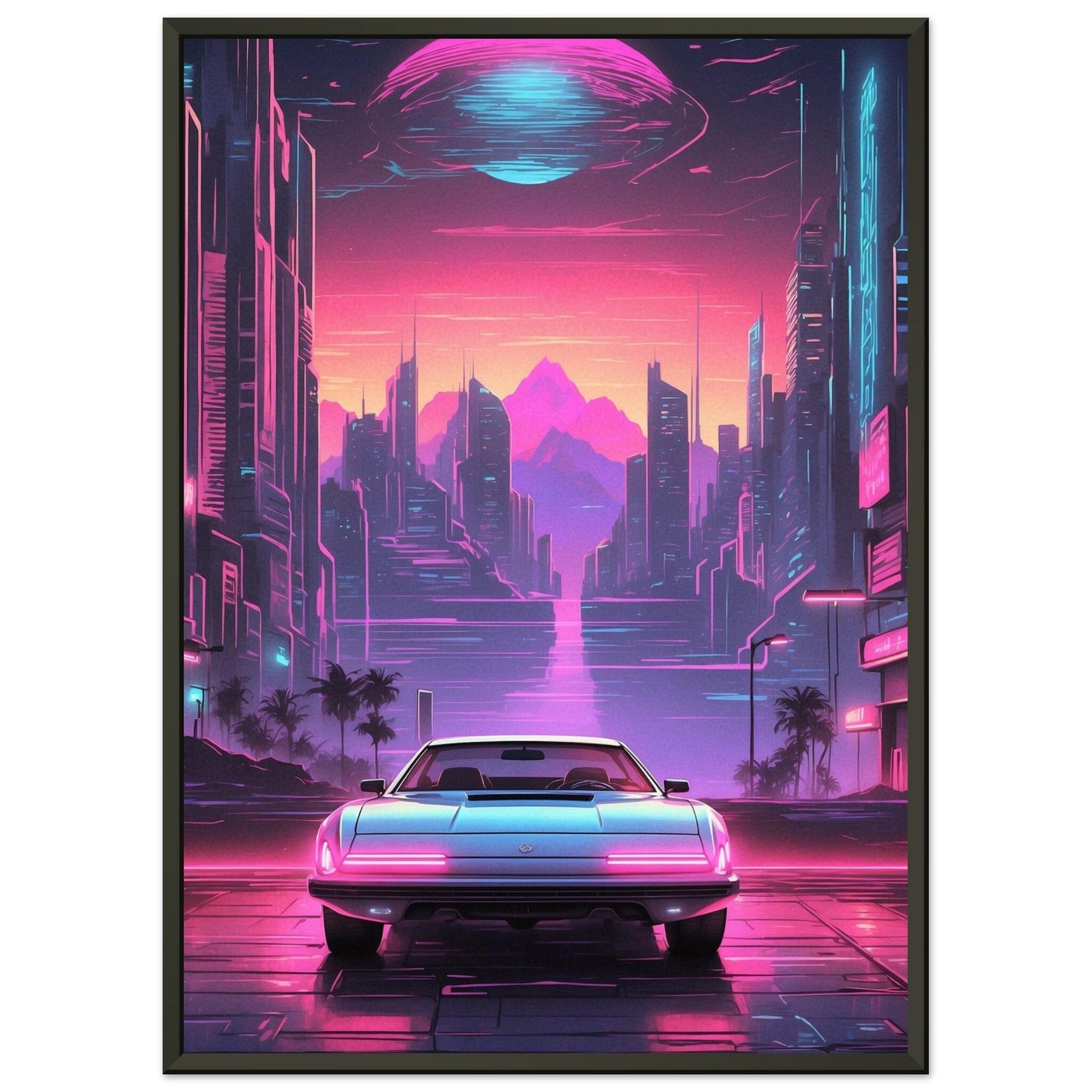 Synthwave Serenade: Glowing Grooves Print Material Modern Masterpieces 50x70 cm / 20x28″ 