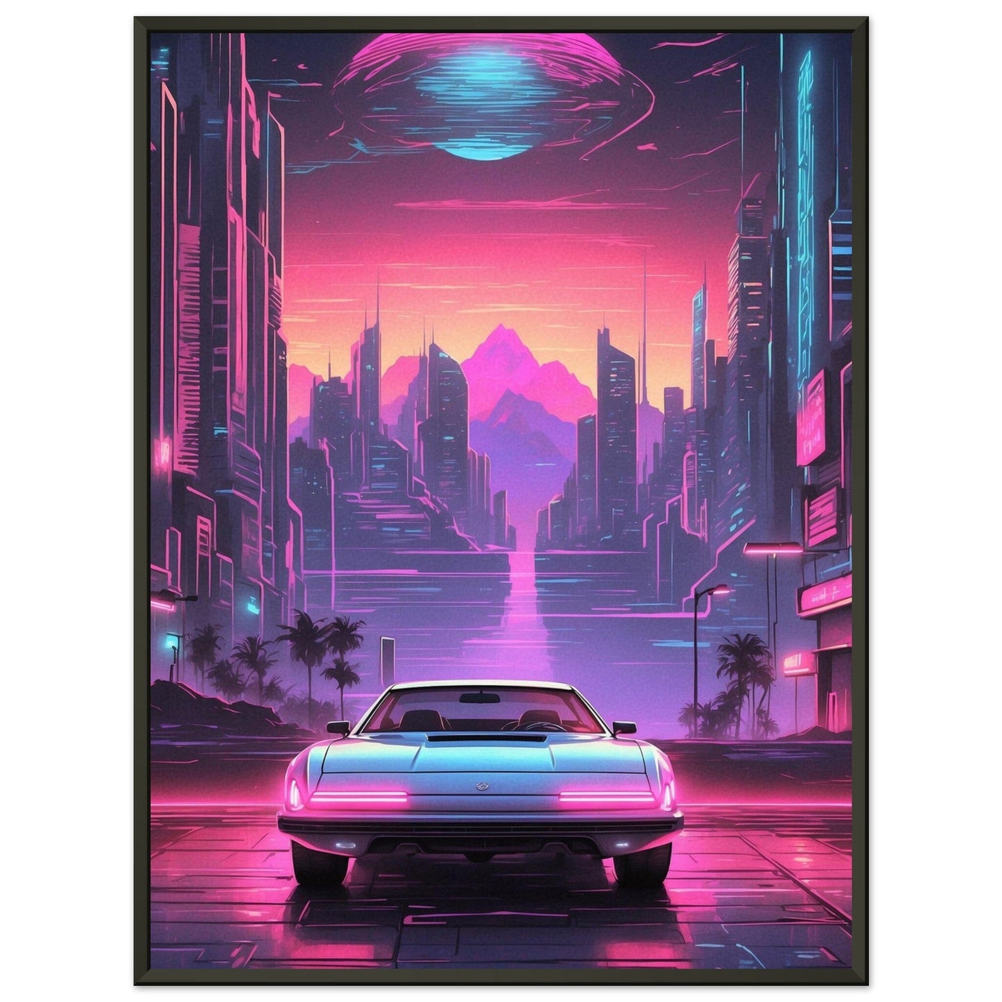 Synthwave Serenade: Glowing Grooves Print Material Modern Masterpieces 60x80 cm / 24x32″ 