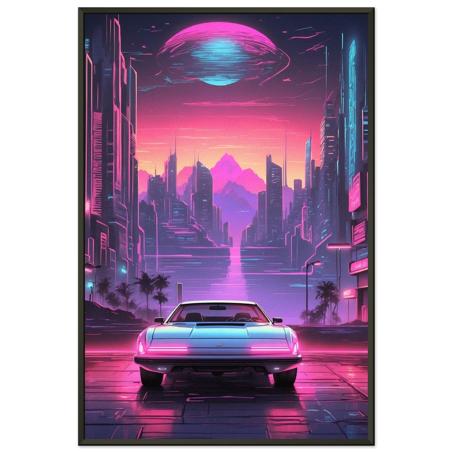 Synthwave Serenade: Glowing Grooves Print Material Modern Masterpieces 60x90 cm / 24x36″ 