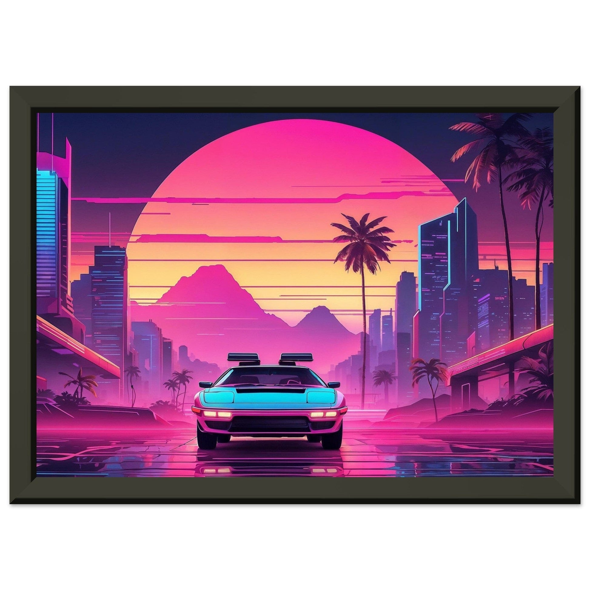 Synthwave Symphony: Electric Euphoria Print Material Modern Masterpieces A4 21x29.7 cm / 8x12″ 